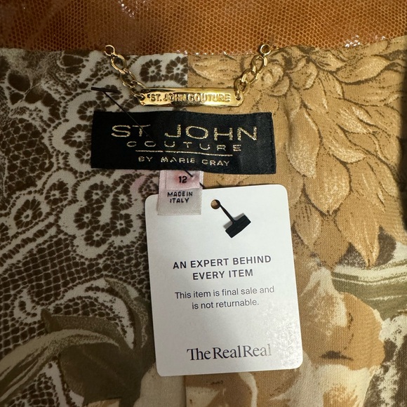 ST JOHN COUTURE Coated Lamb Leather Triple Tie Jacket Size 12 Like New - Picture 2 of 7